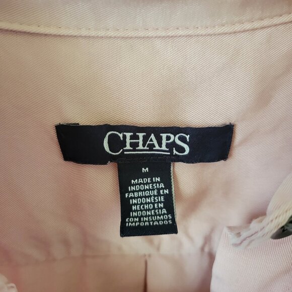 Chaps Pink Blouse Medium Button Front long sleeves Lyocell pockets Flowy EUC - Picture 8 of 9